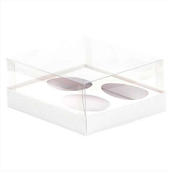 Caixa Ovo de Colher - Três Meio Ovo de 100g a 150g - 20,5cm x 17cm x 6,5cm - Branco - 5 unidades - Assk - Rizzo
