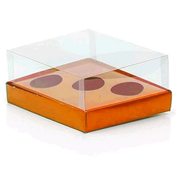 Caixa Ovo de Colher Triplo - Meio Ovo de 50g a 80g - Laranja - 20,5 x 17 x 8,5 cm - 5 un - Assk Rizzo Confeitaria