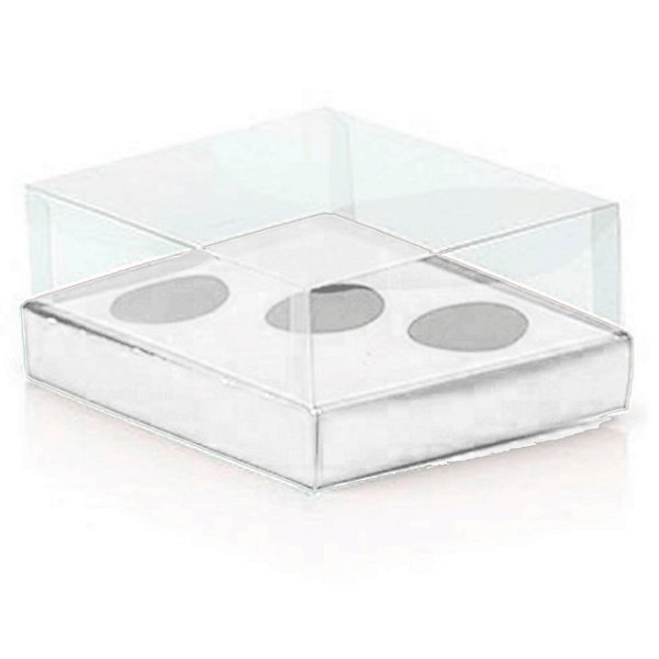 Caixa Ovo de Colher Triplo - Meio Ovo de 50g a 80g - Branco - 20,5 x 17 x 6,5 cm - 5 un - Assk Rizzo Confeitaria