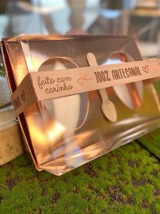 Caixa Ovo de Colher - Dois Meio Ovo de 100g a 150g  - 20cm x 13cm x 8,8cm - Rosê - 5 unidades - Assk - Rizzo
