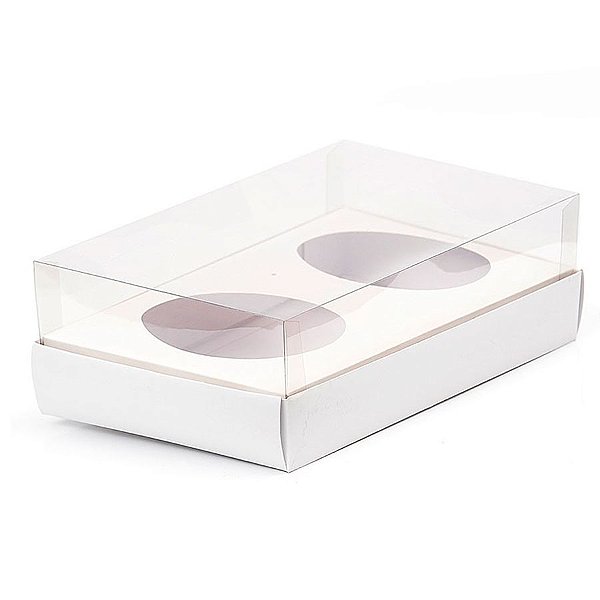Caixa Ovo de Colher - Dois Meio Ovo de 100g a 150g - 20cm x 13cm x 8,8cm - Branca - 5 unidades - Assk - Rizzo