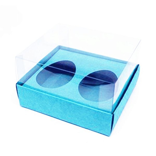 Caixa Ovo de Colher Duplo - Meio Ovo de 50g - 10cm x 10cm x 4cm - Azul - 5unidades - Assk - Páscoa Rizzo Embalagens