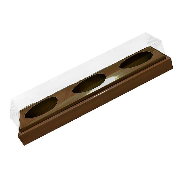 Caixa Ovo de Colher Em Linha - Três Meio Ovo de 100g a 150g - 38,5cm x 8cm x 8cm - Marrom- 5 unidades - Assk - Rizzo