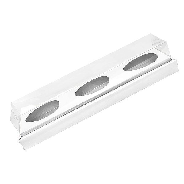 Caixa Ovo de Colher Em Linha - Três Meio Ovo de 100g a 150g - 39cm x 8cm x 8cm - Branca - 5 unidades - Assk - Rizzo