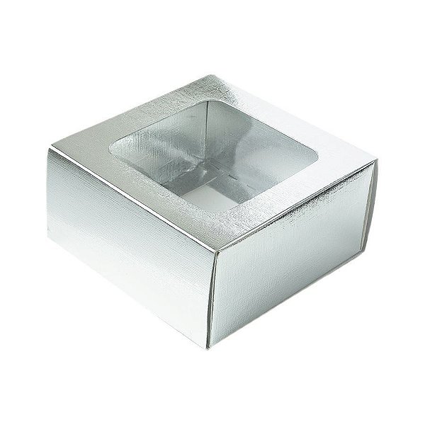 Caixa Gaveta com Visor Nº1 (8cm x 8cm x 4cm) Prata 10 unidades Assk Rizzo Embalagens