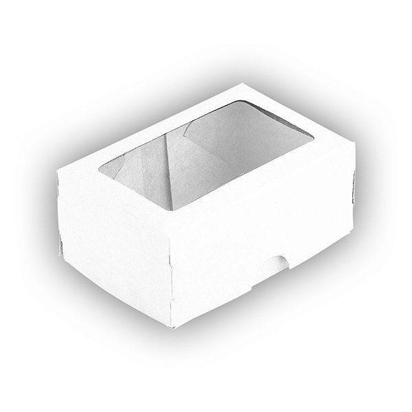 Caixa 2 Doces com Visor S1 (6cm x 9cm x 4cm) Branca 10 unidades Assk