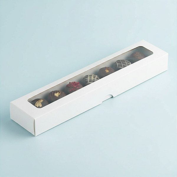 Caixa com Visor S14 (4cm x 19cm x 2cm) Branca - 10 unidades - Assk - Rizzo Embalagens