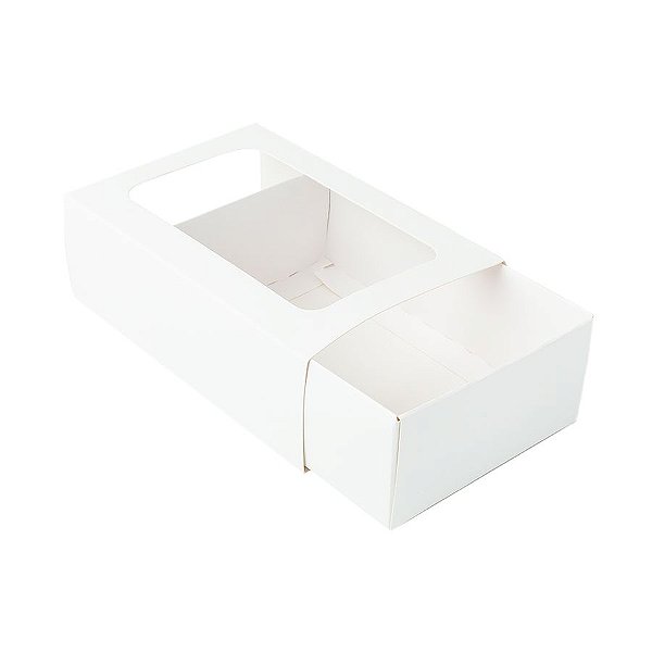 Caixa Gaveta com Visor Nº2 (8cm x 12cm x 4cm) Branca 10 unidades Assk Rizzo Embalagens