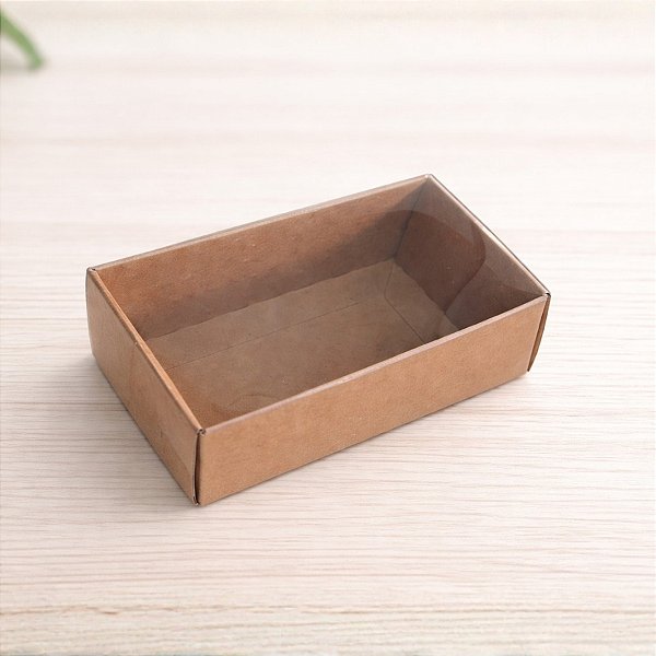 Caixa 2 Doces com Tampa Transparente Nº 2 (8,5cm x 4,5cm x 3,5cm) Kraft 10 unidades Assk Rizzo Embalagens
