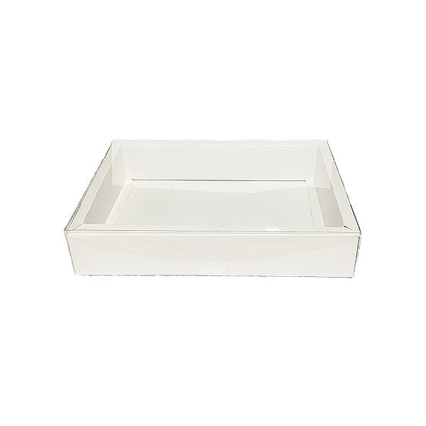 Caixa com Tampa Transparente Nº 7 (13cm x 20cm x 3,5cm) Branca 10 unidades Assk Rizzo Embalagens