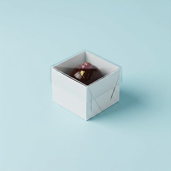 Caixa 1 Doce com Tampa Transparente Nº 10 (4,5cm x 4,5cm x 3,5cm) Branca - 10 unidades - Assk - Rizzo