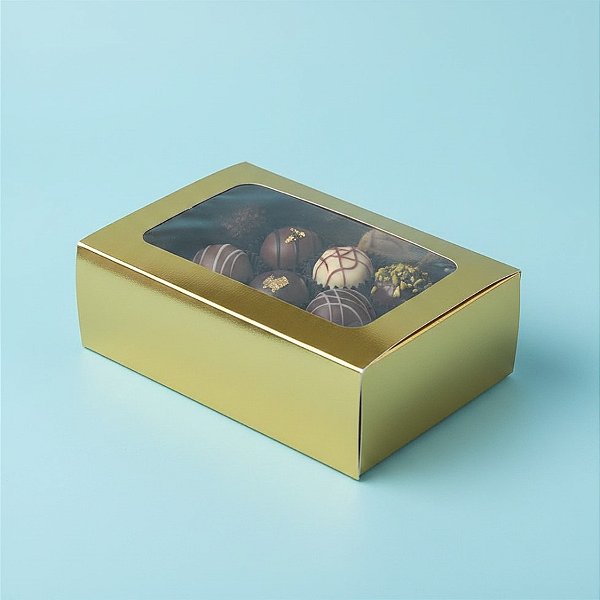 Caixa Gaveta com Visor Nº2 (8cm x 12cm x 4cm) Dourada - 10 unidades - Assk - Rizzo