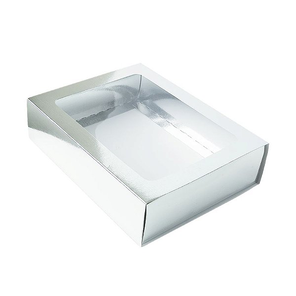 Caixa Gaveta com Visor Nº3 (12cm x 16cm x 4cm) Prata 10 unidades Assk Rizzo Embalagens