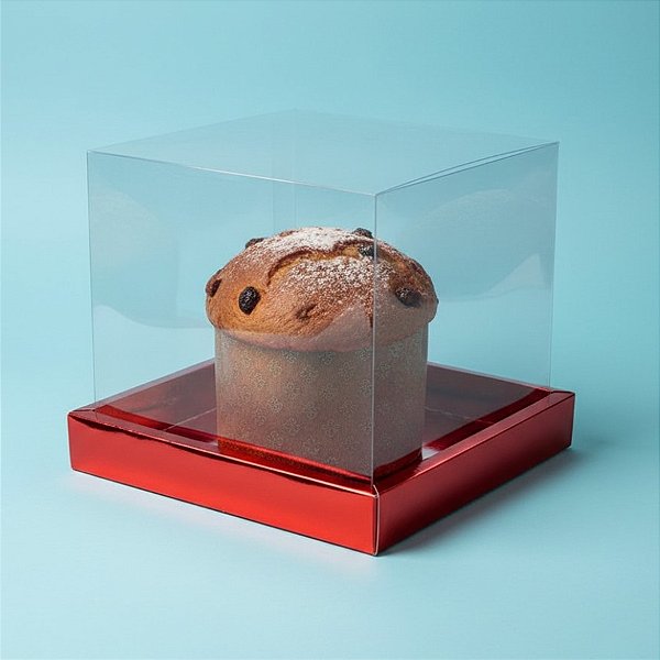 Caixa para Panetone 500g (15x15cm) Vermelha - 5 unidades - Assk - Rizzo
