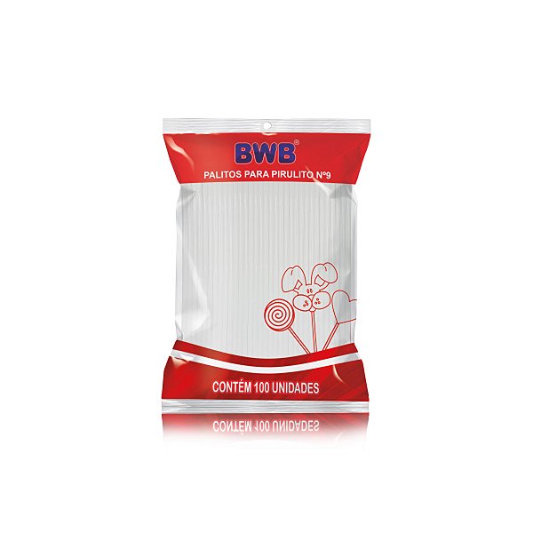 Palito para Pirulito Pequeno Branco com 100 un. BWB