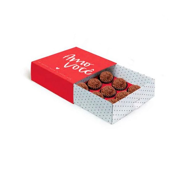 Caixa para 9 Doces - Amo Você - 10 unidades - Cromus - Rizzo