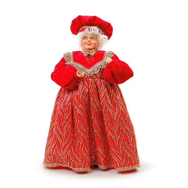 Mamãe Noel Decorativa Vermelho e Ouro - 42cm  - 1 unidade - Cromus - Rizzo