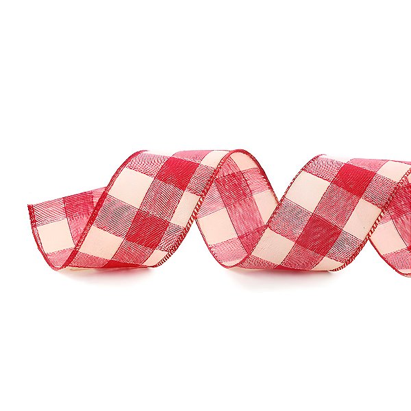 Fita Aramada Quadriculada - Vermelho/Natural - 6,3cm x 9,14m - 1 unidade - Cromus - Rizzo