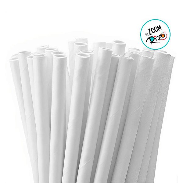 Canudo de Papel Liso - Branco - 22cm - 100 unidades - Cromus - Rizzo