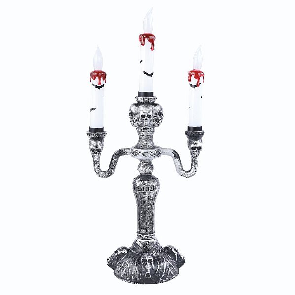 Candelabro Branco Noite do Terror - Festa Halloween - 1 unidade - Cromus - Rizzo