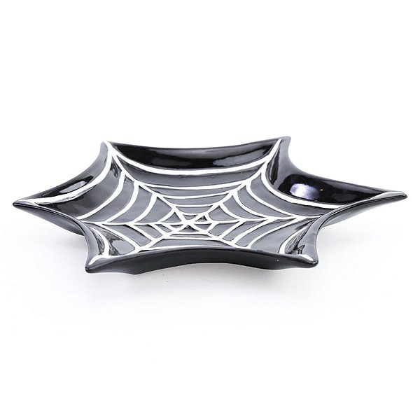 Bandeja Decorativa de Cerâmica - Teia de Aranha - 25cm - 1 unidade - Cromus - Rizzo