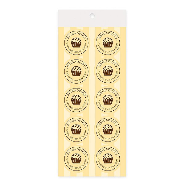 Adesivo Redondo - Brigadeiro Amarelo - 10 unidades - Cromus - Rizzo