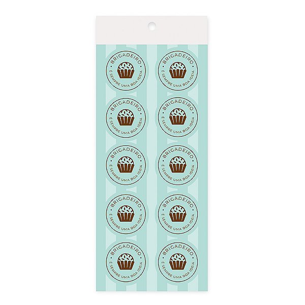 Adesivo Redondo - Brigadeiro Verde Água - 10 unidades - Cromus - Rizzo