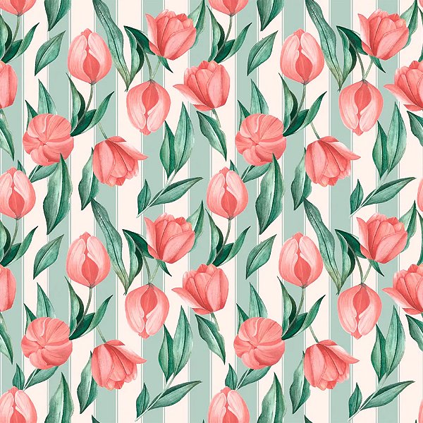 Saco Para Presente Decorado - Tulips - Cromus - Rizzo