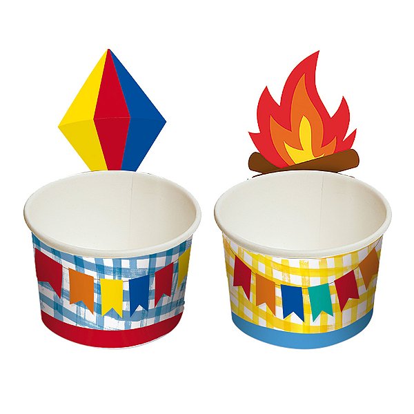 Copinho para Doces 100ml - Festa Junina Arraiá  - 8 unidades - Cromus - Rizzo