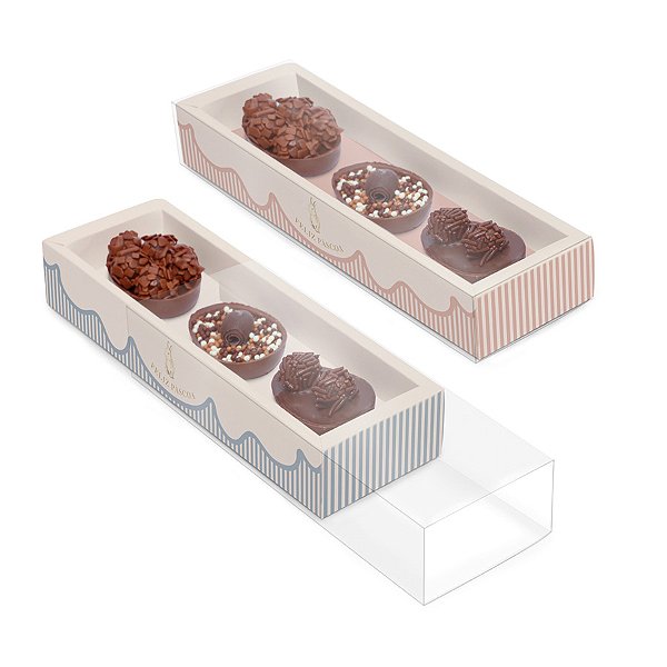 Caixa Luva para 3 Meios Ovos de 50g - Lavie - Fordant e Mediterrâneo - 6 unidades - Cromus - Rizzo