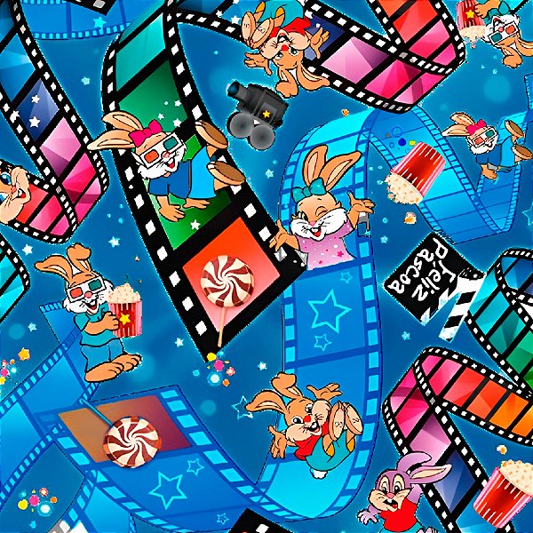 Saco Express 24x24cm para Ovos de 100g a 150g - Cinema Azul - 5 unidades - Cromus - Rizzo