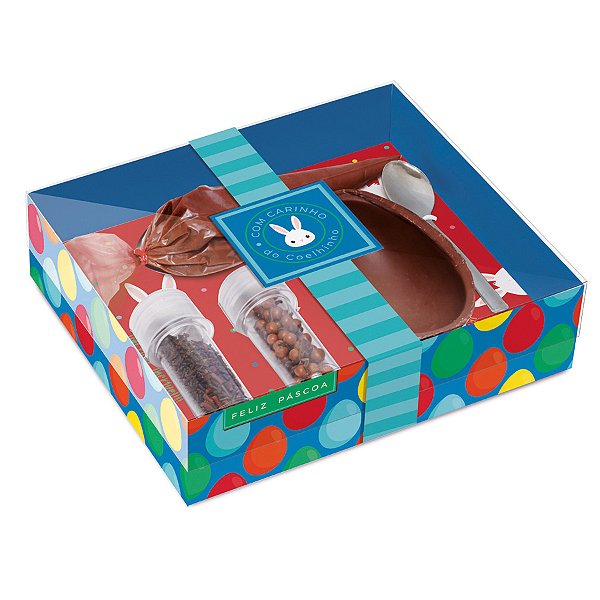 Caixa Kit Confeiteiro Coelho Sai da Toca Azul - Meio Ovo de 100g  - 1 unidade - Cromus - Rizzo