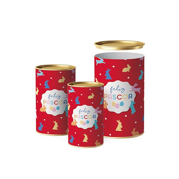Lata para Ovo de Páscoa Rígida - Feeling Composê Vermelho - 1 unidade - Cromus - Rizzo