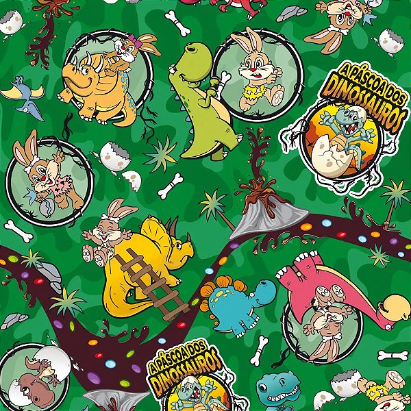 Folha para Ovos de Páscoa Dinossauros Verde 69x89cm - 5 unidades - Cromus - Rizzo