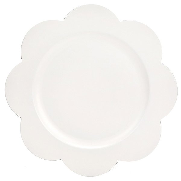 Sousplat com Borda Floral - Branco - 32cm - 1 unidade - Cromus - Rizzo