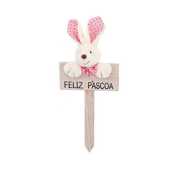 Placa Feliz Páscoa - Rosa - 22cm - 1 unidade - Cromus - Rizzo