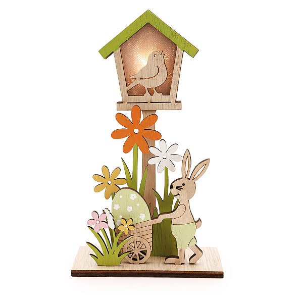 Casa Decorativa Passarinho com Led de Páscoa - 17,5cm  - 1 unidade - Cromus - Rizzo