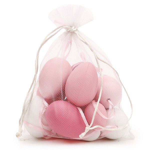 Ovo de Páscoa Decorativo para Pendurar - Rosa e Branco - 6x4cm - 16 unidades - Cromus - Rizzo