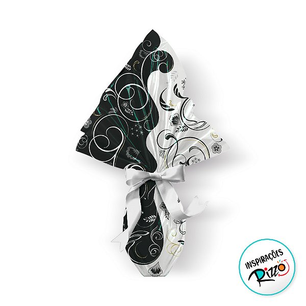 Saco Express 44x44cm para Ovos de 500g a 750g - India Preto e Branco - 5 unidades - Cromus - Rizzo