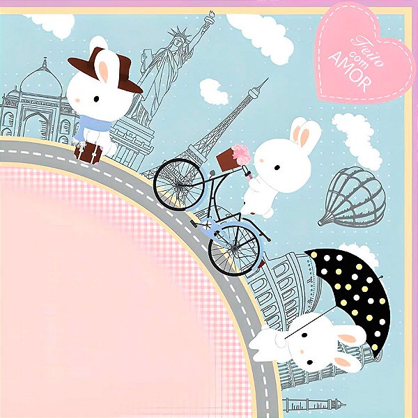 Saco Express 49x49cm para Ovos de 750g a 1kg - Coelho Viajante  - 5 unidades - Cromus - Rizzo