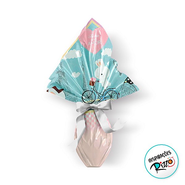 Saco Express 49x49cm para Ovos de 750g a 1kg - Coelho Viajante - 5 unidades - Cromus - Rizzo