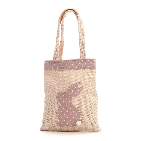 Bolsa de Tecido Silhueta de Coelho Pontilhada - Rosa - 20x18cm - 1 unidade - Cromus - Rizzo