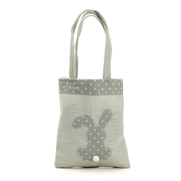 Bolsa de Tecido Silhueta de Coelho Pontilhada - Verde Água - 20x18cm - 1 unidade - Cromus - Rizzo