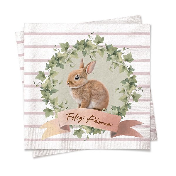 Guardanapo Listrado Feliz Páscoa - 32,5cm - 20 unidades - Cromus - Rizzo