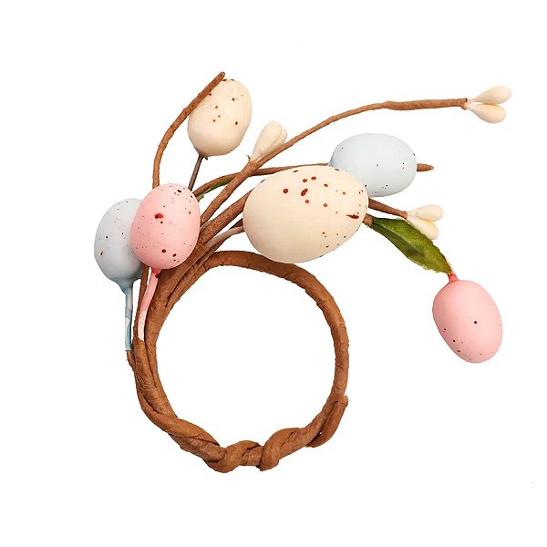 Porta Guardanapo de Páscoa Galho com Folhas e Ovos de Codorna - 12 x 9cm - 4 unidades - Cromus - Rizzo