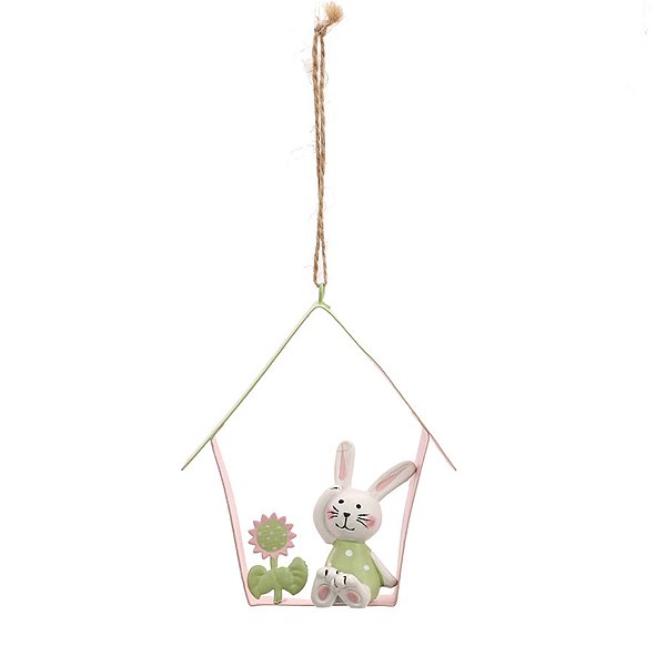 Enfeites de Pendurar de Metal Casinha de Páscoa Verde - 12,5x10,5x2cm - 1 unidade - Cromus - Rizzo
