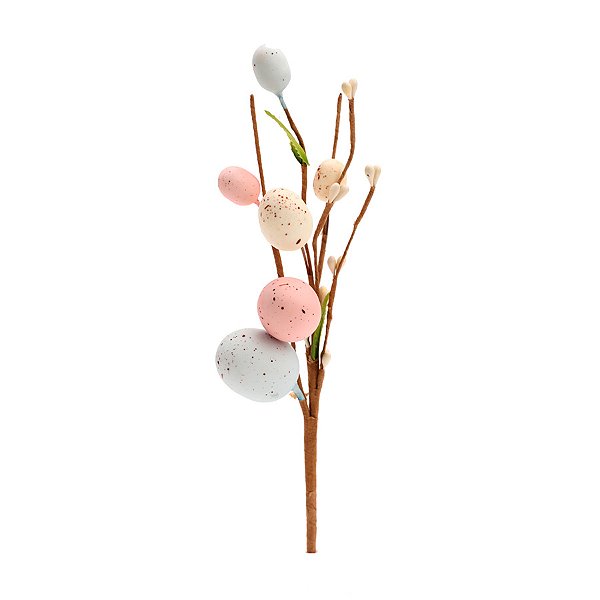 Galho Decorativo Ovos de Páscoa - Azul/Rosa/Amarelo - 28cm - 1 unidade - Cromus - Rizzo