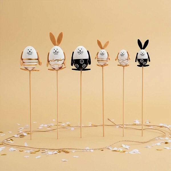 Pick Decorativo de Páscoa - Ovo Coelho - 6 unidades - Cromus - Rizzo