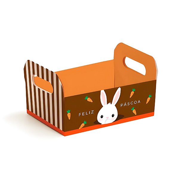 Caixote de Papel Cartão - Coelho Sai da Toca - Laranja - 1 unidade - Cromus - Rizzo