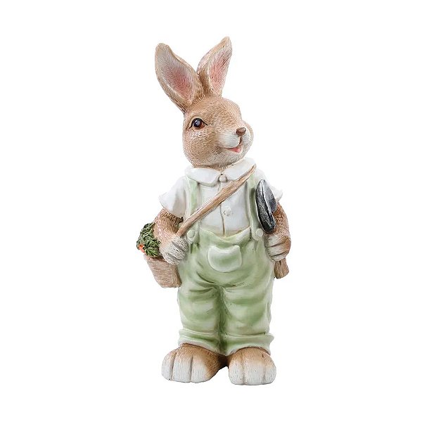 Coelho com Pá e Bolsa de Cenouras Decorativo - 1 unidade - Cromus - Rizzo